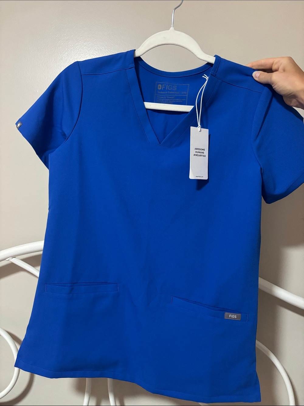 Figs Casma Women's V-Neck Scrub Top in Royal Blue XXS